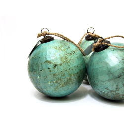 Bombka szklana rustykalna metaliczny niebieski AQUA 14cm